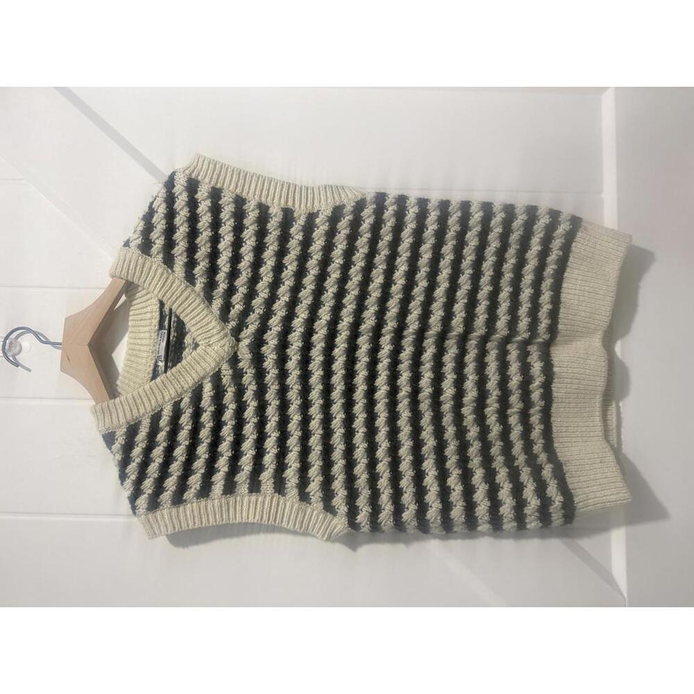 Zara Striped Knit Wool Blend Sweater Vest Size L-XL